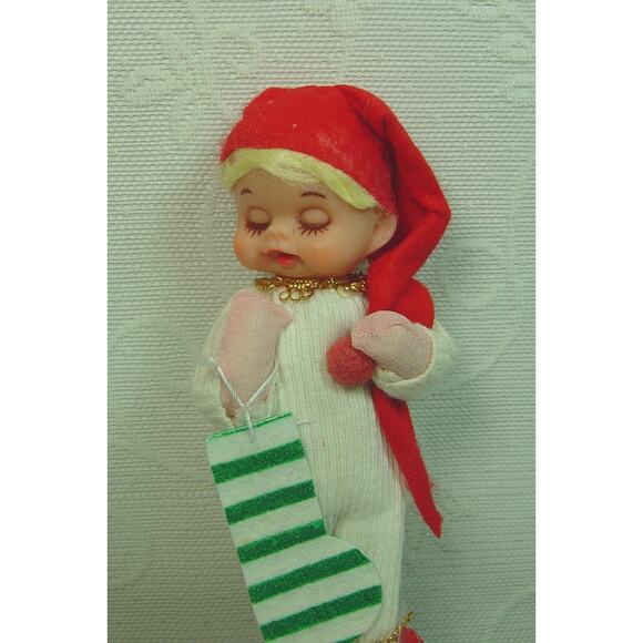JESTIA T.K.R. SLEEPY CHILD WITH STOCKING FABRIC FIGURINE--JAPAN--#725 - Picture 3 of 5